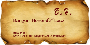 Barger Honorátusz névjegykártya